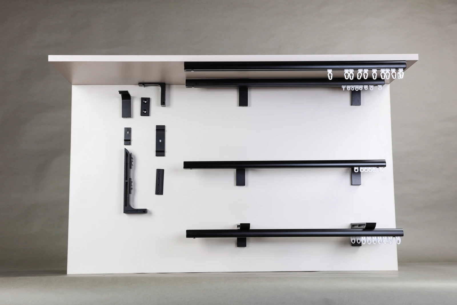 Three A30 curtain hanging configurations, shown together