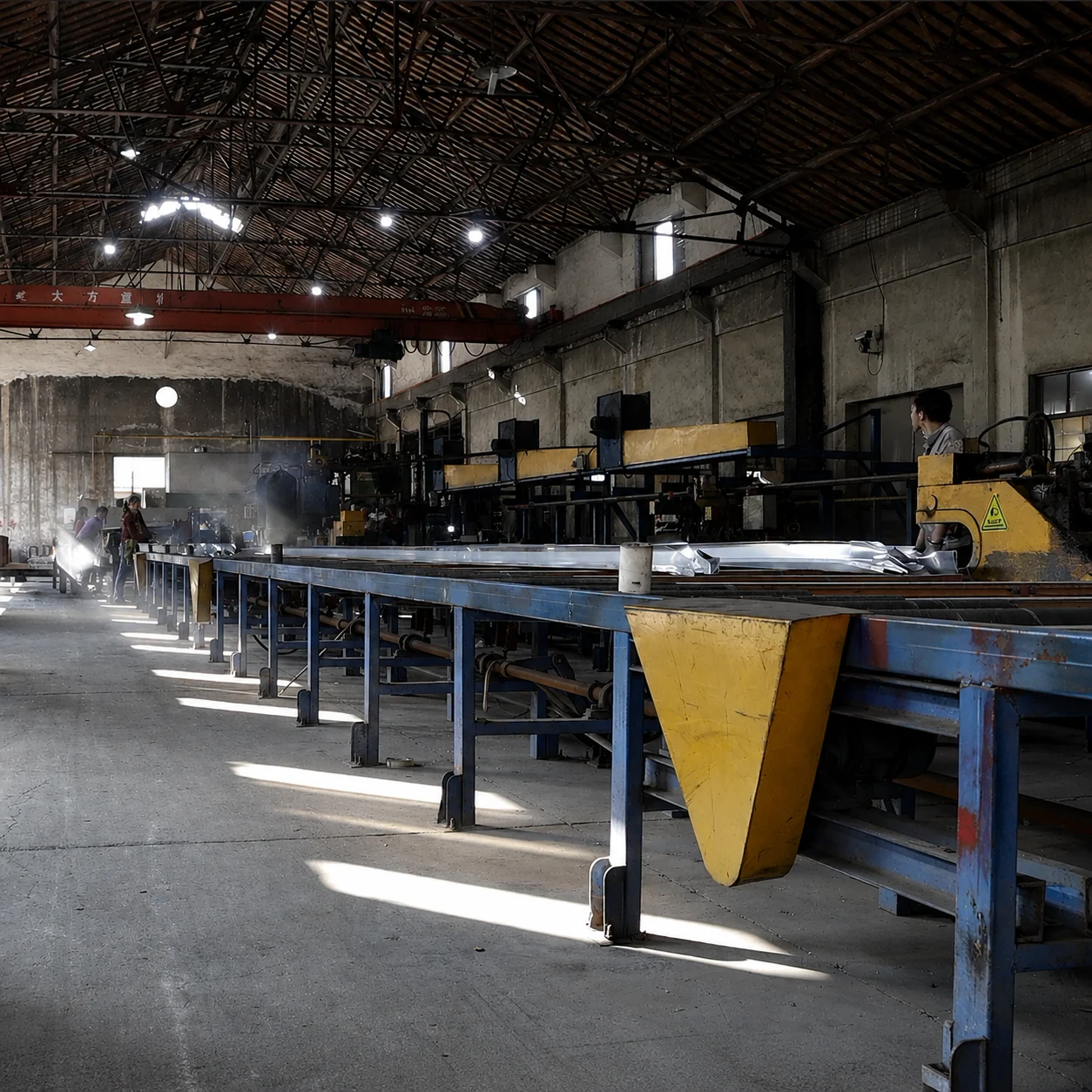 A production line inside the FEIYANG curtain-track factory