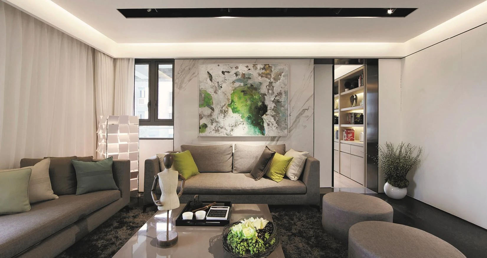 Curtain installation in a contemporary interior